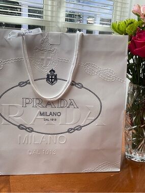 Prada white embossed Embossed gift bag AUTHENTIC NWT